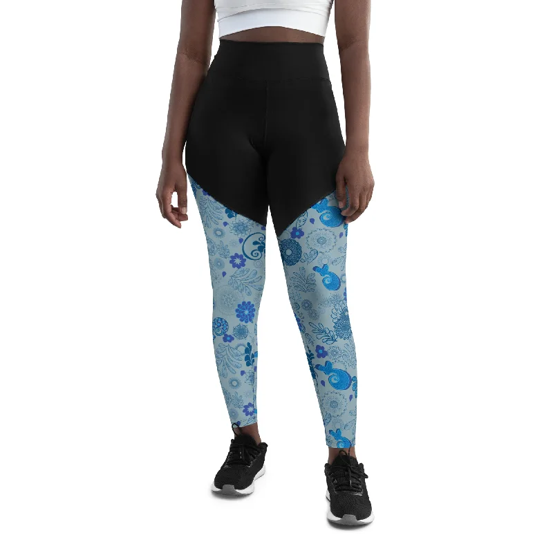 Limited Availability Blue Paisley Sports Leggings