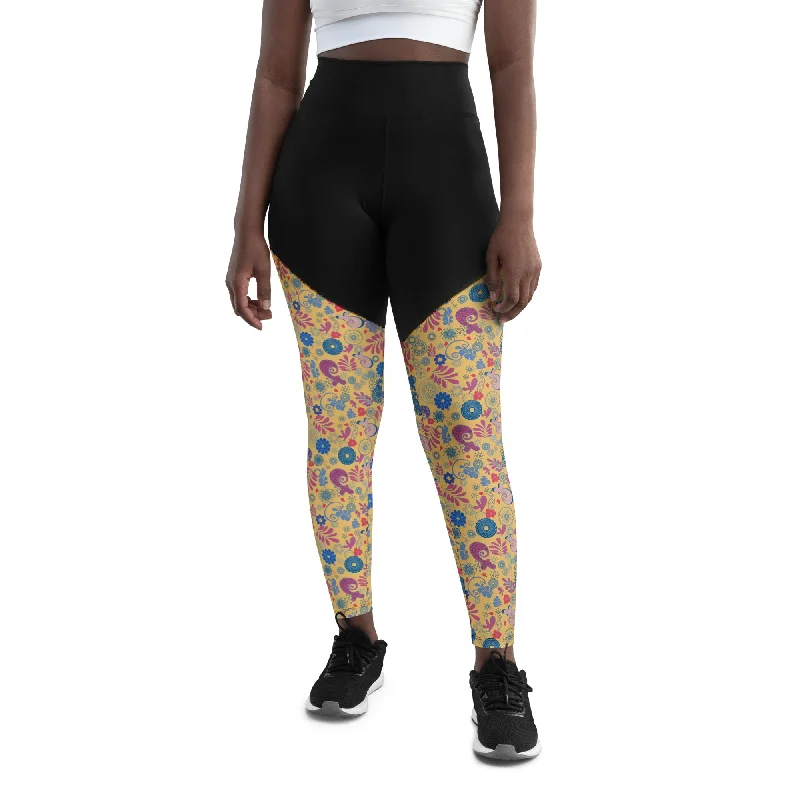 Extra Savings Mustard Paisley Sports Leggings