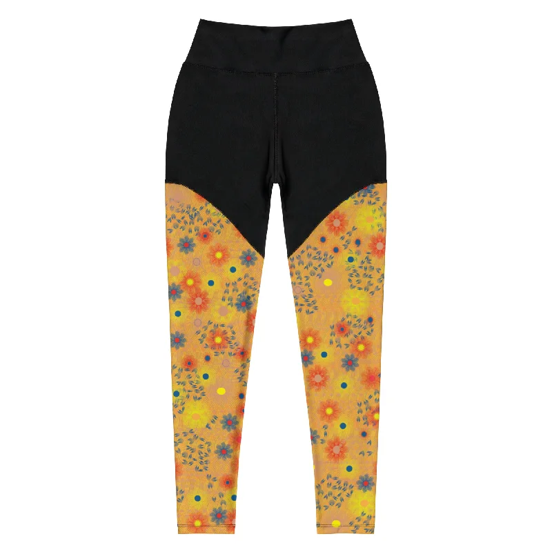 Lowest Price Arc Series- Arc Floral yellow Sports Leggings