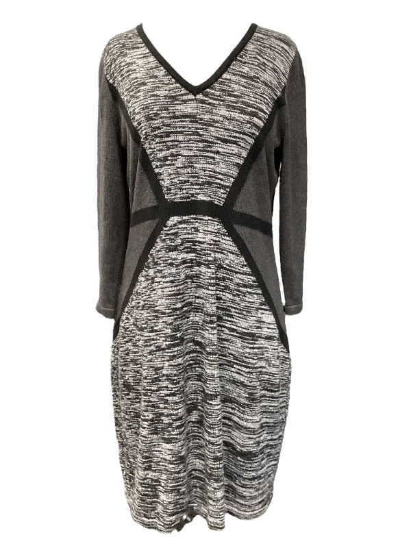 Crazy Savings Dress Sweater By Calvin Klein In Grey & White, Size: L