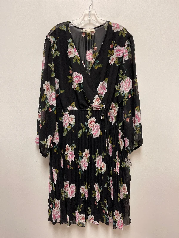 Price Fest Dress Casual Midi By Clothes Mentor In Black & Pink, Size: 3x