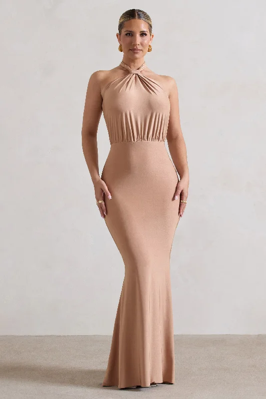 Steals and Deals Vanessa | Sand Knot Halter-Neck Maxi Dress