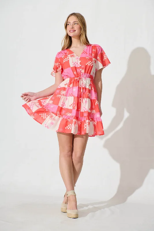 Buy Now Rimini Dress In Multi Pink Print Cotton Blend