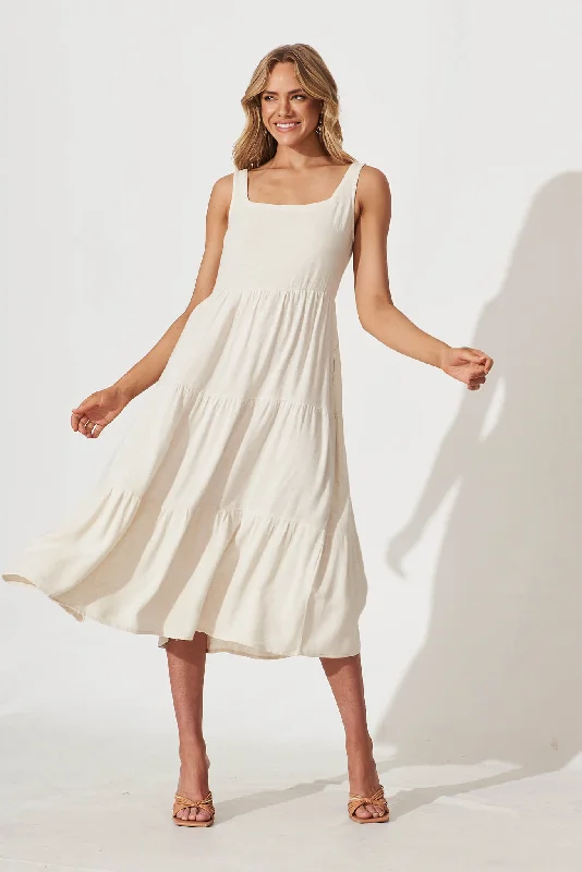 Bargain Prices Estee Midi Dress In Oatmeal Linen