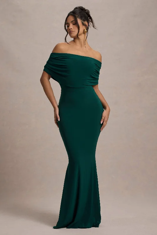 Discount Days Bowden | Bottle Green Bardot Maxi Dress