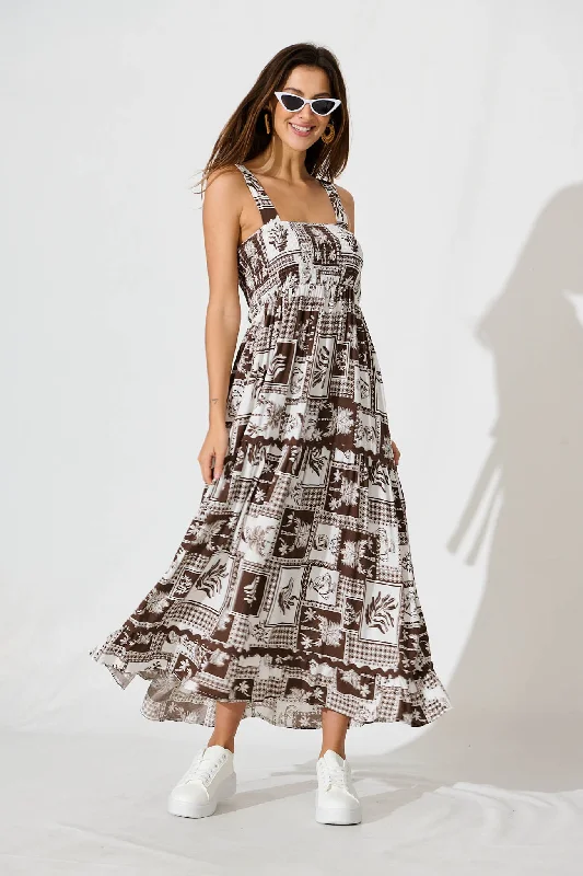 Major Savings First Kiss Maxi Sundress In Chocolate Tile With Ric Rac Trim