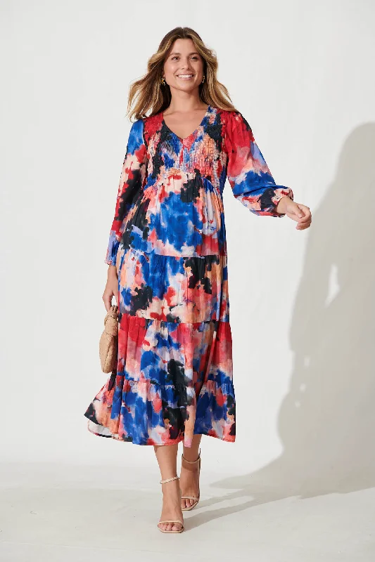 Online Exclusive Kamikaze Midi Dress In Black Multi Watercolour