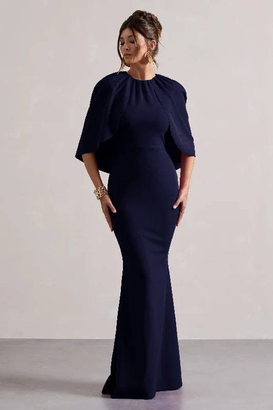 Crazy Deals Kianne | Navy Draped Short-Sleeve Maxi Dress