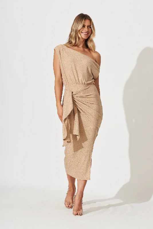 Price Reduction La Perouse Midi Dress In Gold Lurex
