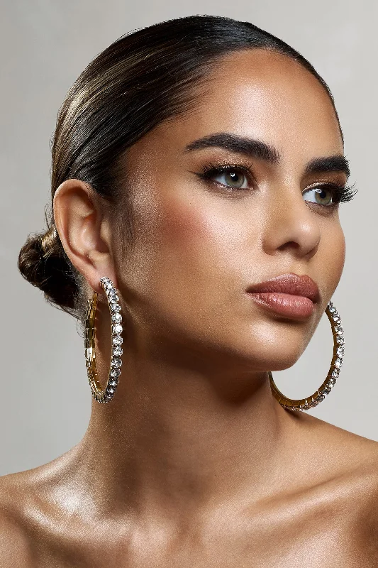 Discount Mania Grace | Gold Chunky Diamante Hoop
