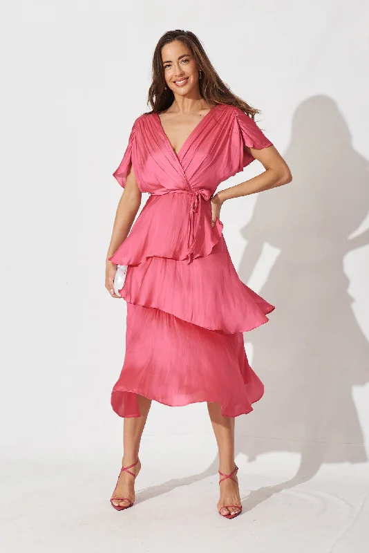 Discount Deals Fenwick Midi Dress In Pink Satin