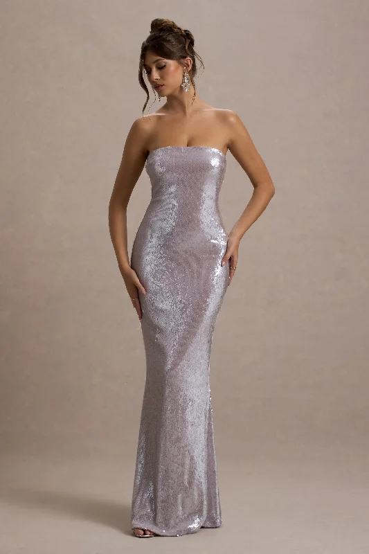 Savings Alert Moonstone | Lilac Sequin Bandeau Maxi Dress