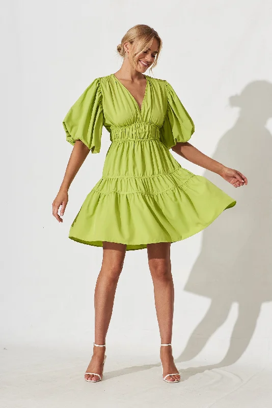Final Markdown Amarini Dress In Lime Green