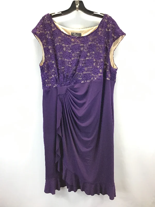 Warehouse Sale Dress Party Midi By Dressbarn In Purple, Size: 2x