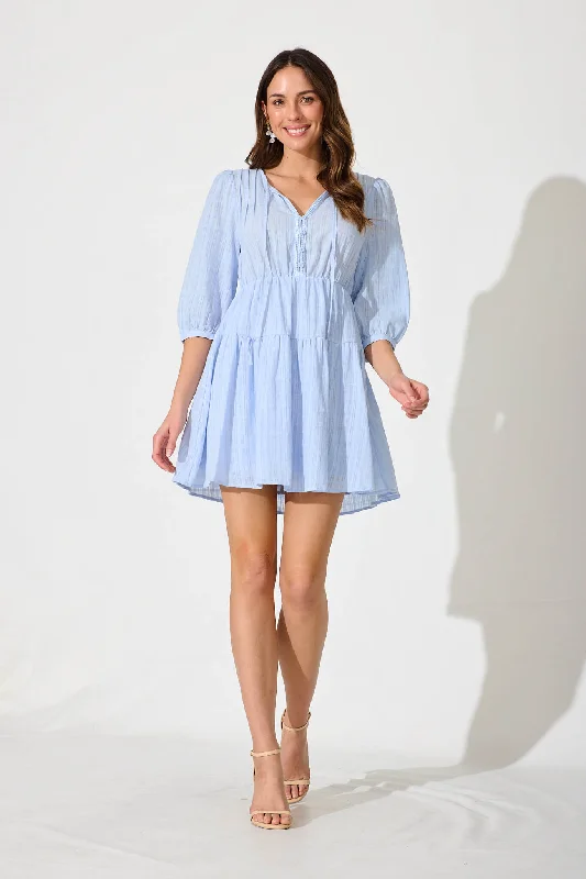 Price Drop Wisteria Dress In Blue Cotton