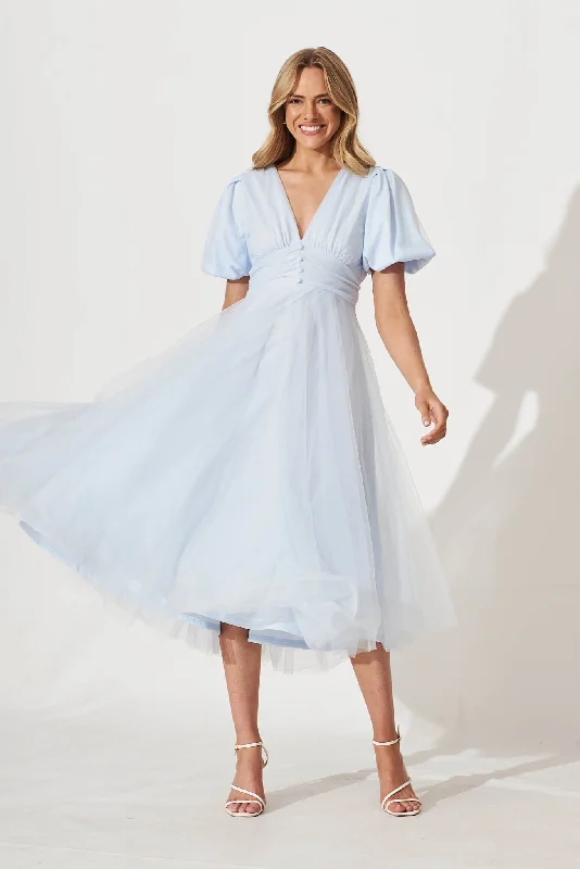 Daily Deals Juliet Midi Dress In Pale Blue Tulle