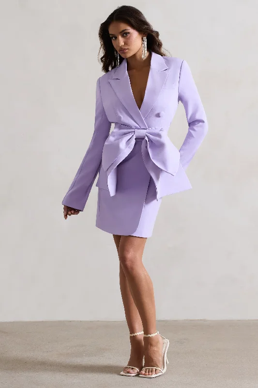 Referral Discount Prized | Lilac Tailored Blazer Dress With Bow