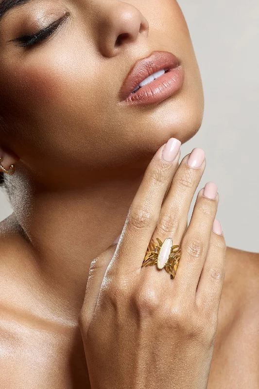 Amazing Deals Kaya | Pink Leaf Adjustable Ring
