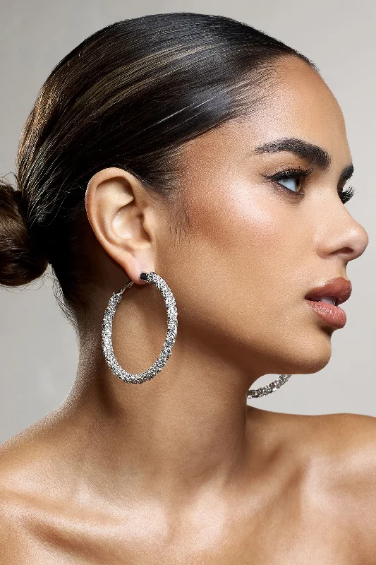 Deal Zone Ravenna | Silver Diamante Hoop Earrings