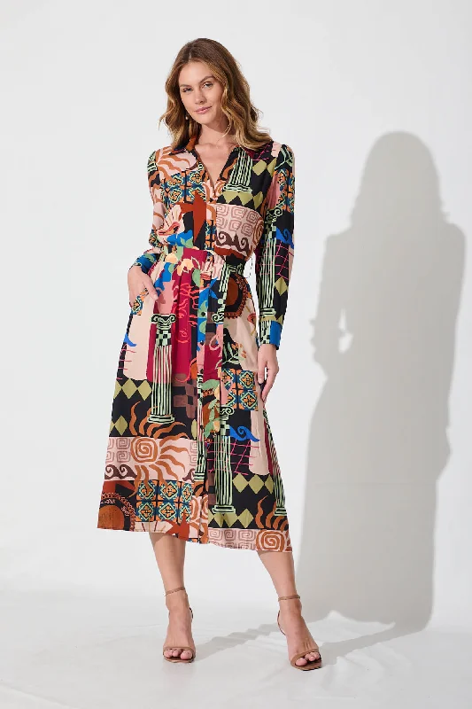 Sale Event Eve Midi Shirt Dress In Multi Print
