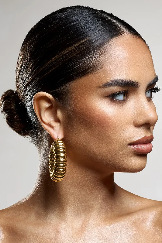 YEAR-End Clearance Rialta | Gold Ribbed Chunky Hoop Earrings