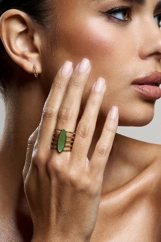 Midnight Madness Hydra | Green Stacked Statement Ring