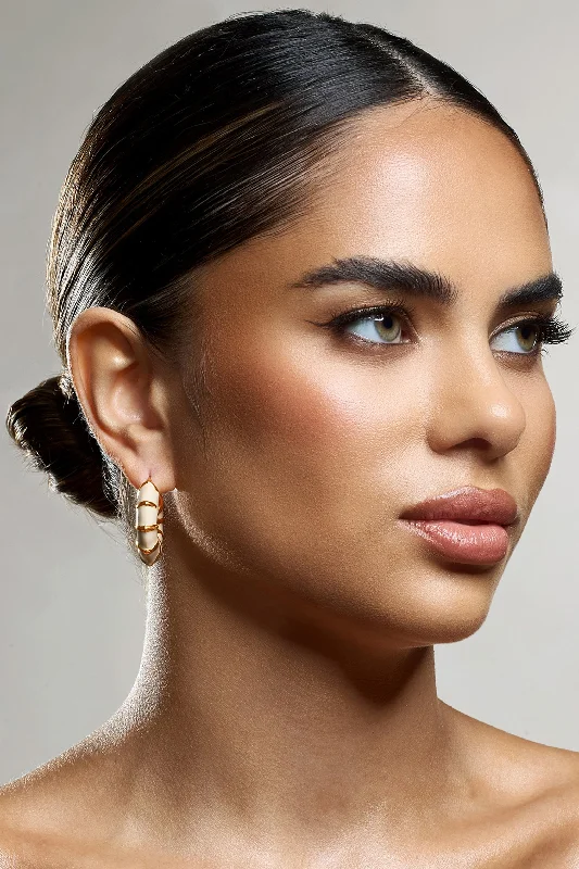 Huge Savings Edie | Nude & Gold Hoop Earrings