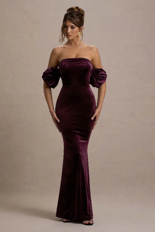 Value Deals Amandine | Port Velvet Bardot Maxi Dress