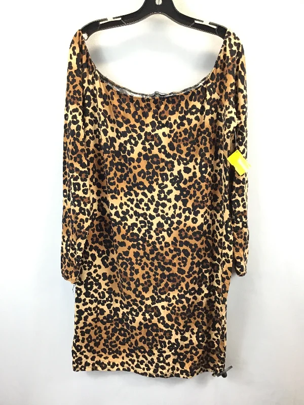 Sneak Peek Sale Dress Casual Short By Fashion Nova In Leopard Print, Size: 2x