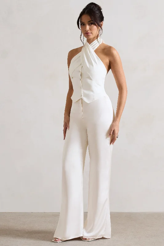 Today’s Deal Your Way | Cream Satin Wide-Leg Trousers