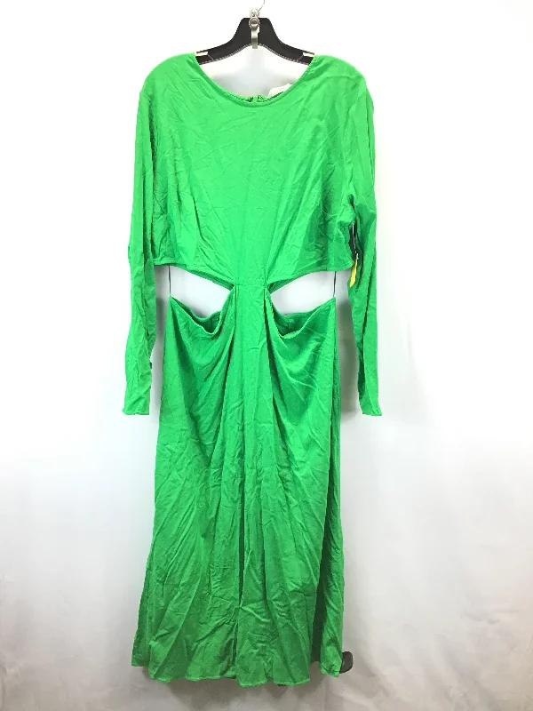 Savings Galore Dress Casual Midi By H&m In Green, Size: Xl