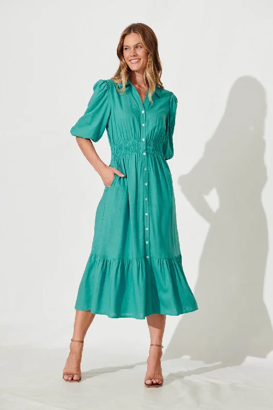 Unbeatable Prices Hopkins Midi Shirt Dress In Aqua Linen Blend