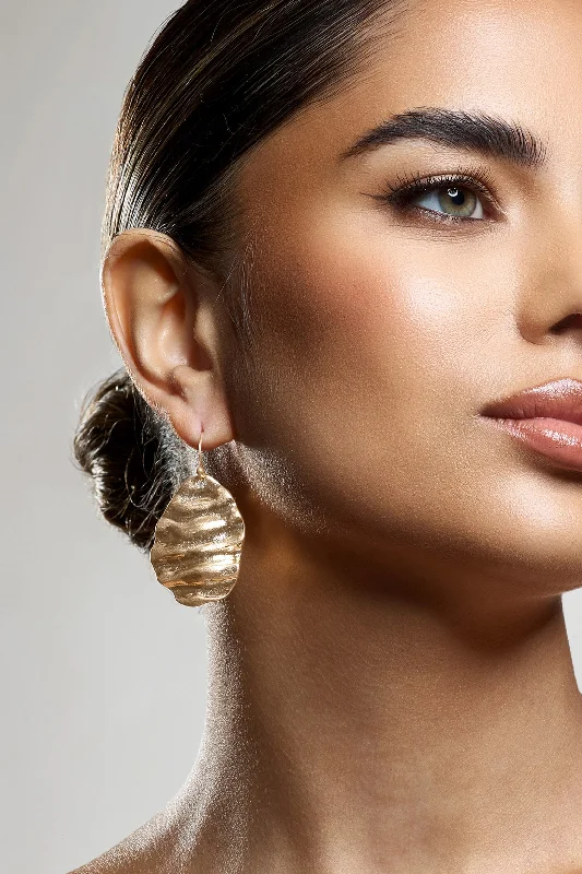 Final Sale Maui | Gold Textured Abstract Dangle Earrings