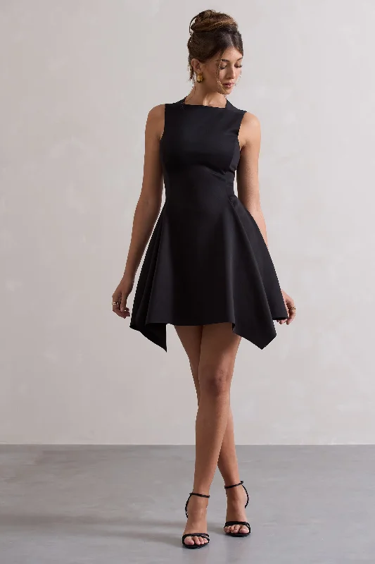 Clearance Event Scout | Black Sleeveless Draped Hem Mini Dress