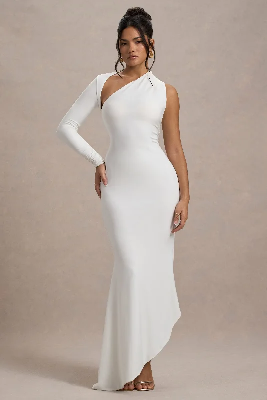 Limited Time Offer Orsa | White One-Shoulder Asymmetric Maxi Dress