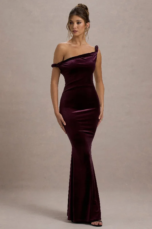 Super Sale Neeka | Port Velvet Twisted Asymmetric Maxi Dress