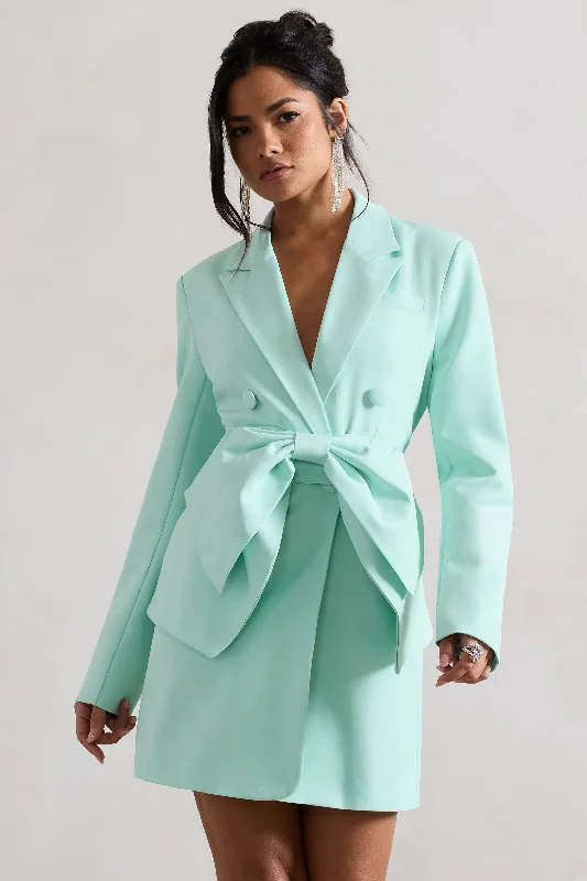 Today’s Deal Prized | Mint Green Tailored Blazer Dress With Bow