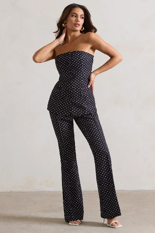 Crazy Deals Kehlani | Black Polka Dot High Waist Wide Leg Trousers