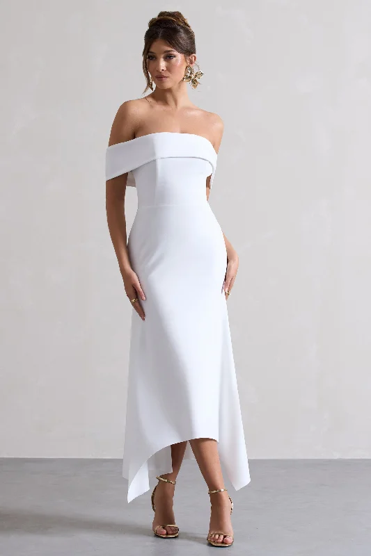 Extra Savings Windsor | White Bardot Midi Dress