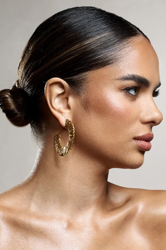 Great Deals Gamora | Gold Textured Chunky Hoops