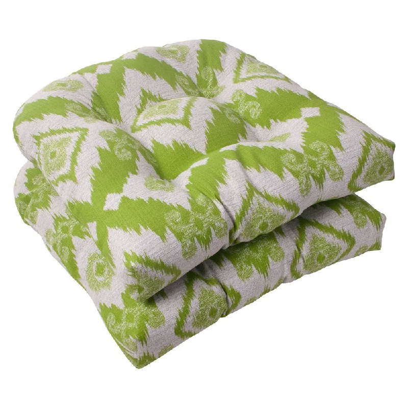 Don’t Miss Out Pillow Perfect Madori Polyester Lime Tufted Wicker Outdoor Seat Cushions (Set of 2)