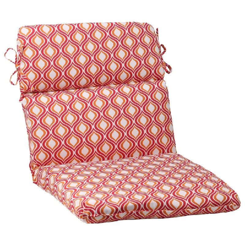 Deal of the Week Pillow Perfect Pink/ Orange Outdoor Zinger Rounded Chair Cushion