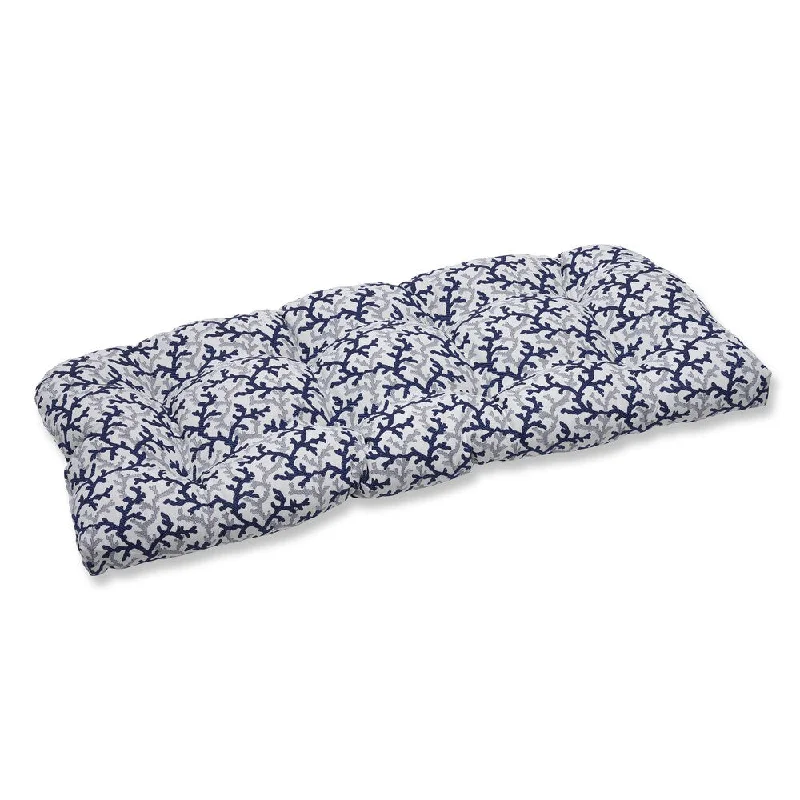 Unmissable Offer Pillow Perfect Wicker Loveseat Cushion with Bella-Dura Andros Navy Fabric Fabric