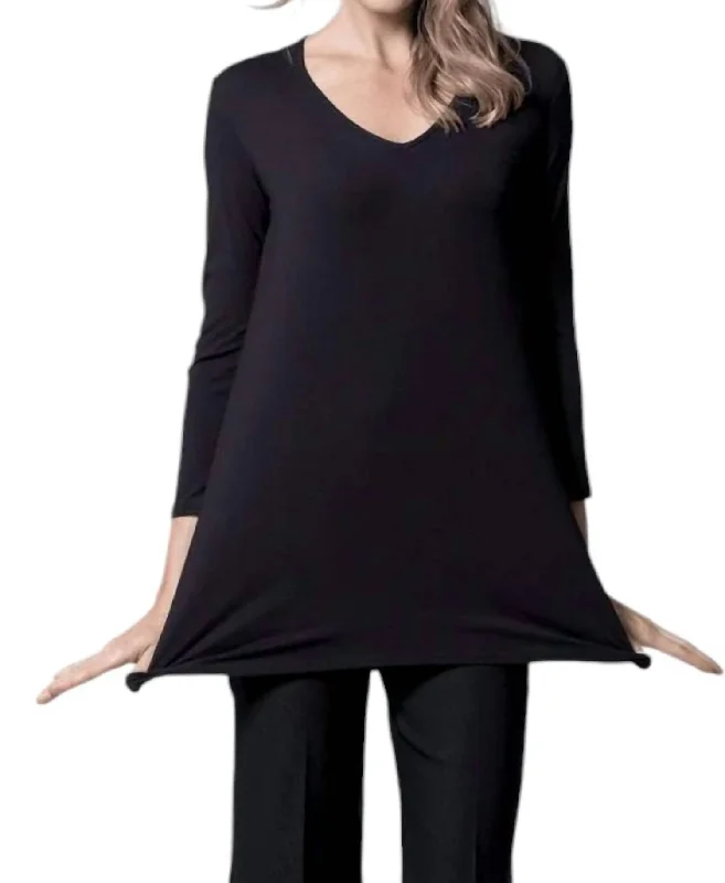 Take Advantage 3/4 Sleeve Tunic In Black