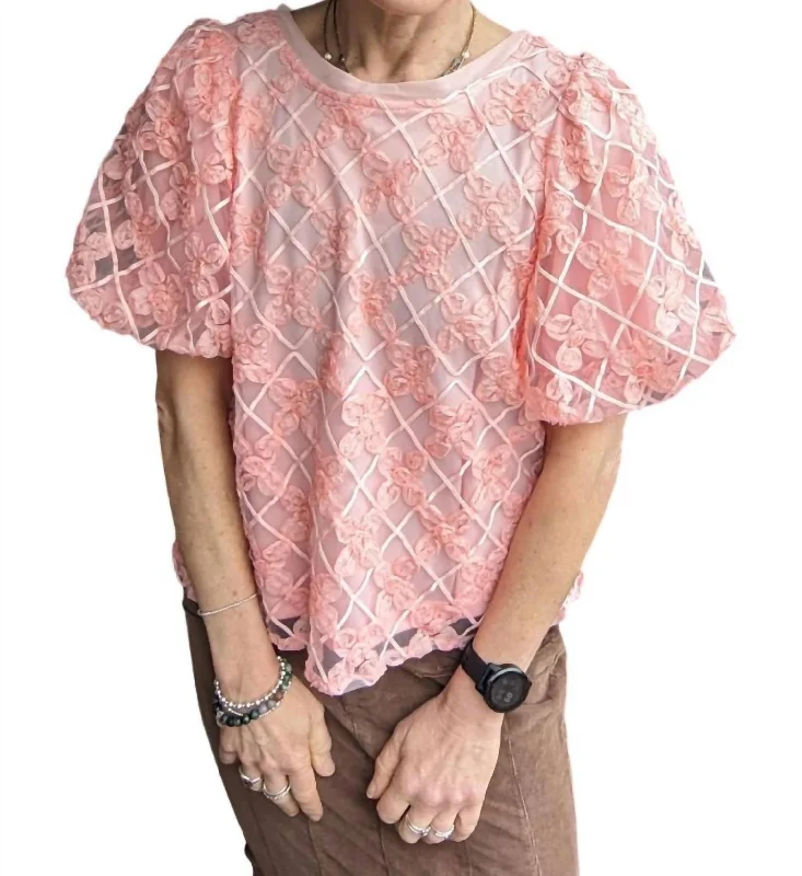 Final Markdown 3D Embroidered Blouse In Rose