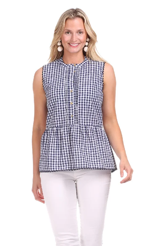 Savings Galore Alexa Top in Navy Gingham