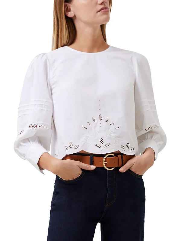 Extra Discounts Alissa Womens Eyelet Pintuck Blouse