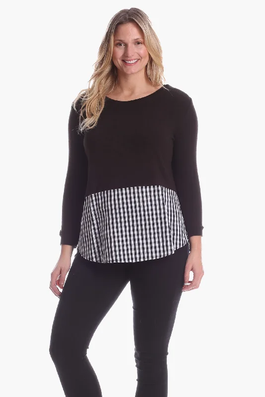 Deal Dash Allison Top in Black with Gingham