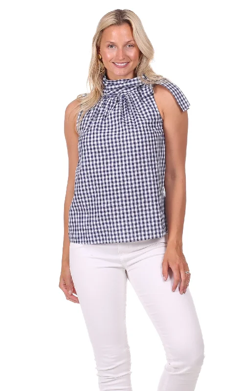 Big Discounts Amelia Halter in Navy Gingham