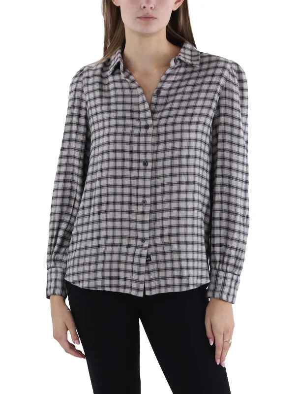 Super Deal Angelica Womens Collar Long Sleeve Button-Down Top